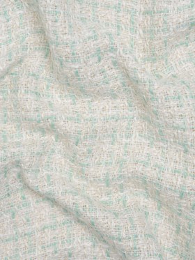 Metallic Polyester Tweed – Gold, White and Seafoam Plaid – Deadstock Metallic Polyester Tweed – Gold, White and Seafoam Plaid – Deadstock
