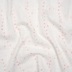 Polyester Pom Pom Tweed with Baby Sequins – White and Pale Pink – Deadstock Polyester Pom Pom Tweed with Baby Sequins – White and Pale Pink – Deadstock