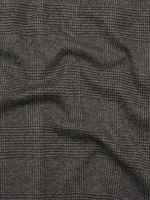 Polyester Interlock Knit – Gray and Black Glen Plaid – Deadstock Polyester Interlock Knit – Gray and Black Glen Plaid – Deadstock