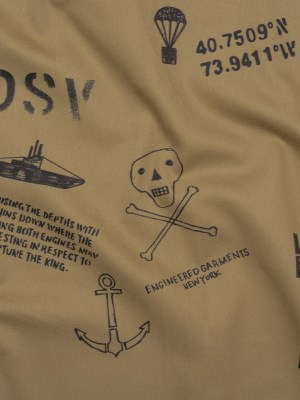 Cotton Twill Print – Khaki and Black Sketches and Stencils – Deadstock Cotton Twill Print – Khaki and Black Sketches and Stencils – Deadstock