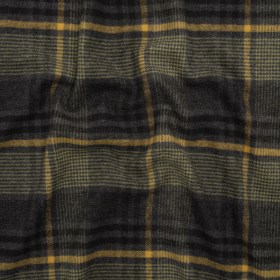 Cotton Twill Flannel – Charcoal, Light Olive and Mustard Yellow Plaid – Deadstock Cotton Twill Flannel – Charcoal, Light Olive and Mustard Yellow Plaid – Deadstock