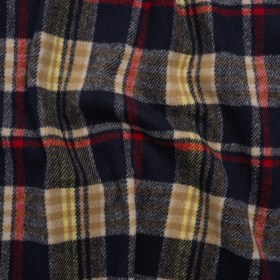 Brushed Wool Blend Twill – Navy, Red and Lemon Yellow Plaid – Deadstock Brushed Wool Blend Twill – Navy, Red and Lemon Yellow Plaid – Deadstock