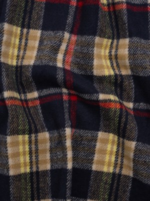 Brushed Wool Blend Twill – Navy, Red and Lemon Yellow Plaid – Deadstock Brushed Wool Blend Twill – Navy, Red and Lemon Yellow Plaid – Deadstock