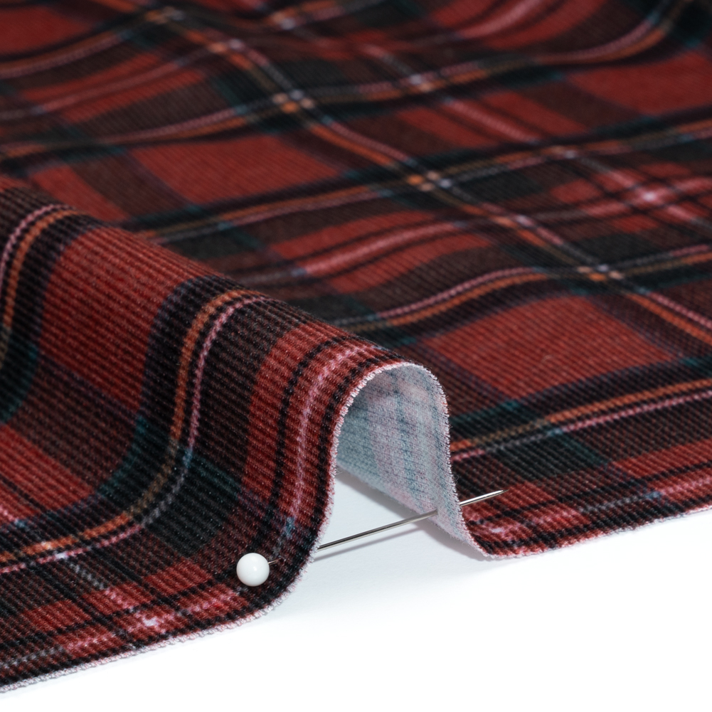 Lightweight Cotton Corduroy – Red and Black Plaid – Deadstock Lightweight Cotton Corduroy – Red and Black Plaid – Deadstock
