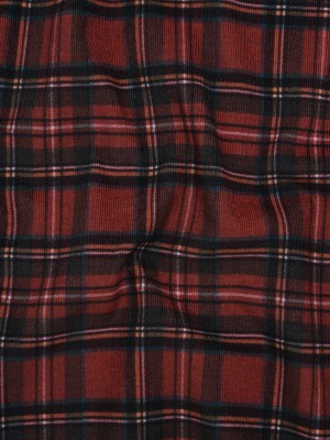 Lightweight Cotton Corduroy – Red and Black Plaid – Deadstock Lightweight Cotton Corduroy – Red and Black Plaid – Deadstock