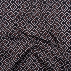 Cotton Twill Shirting – Burgundy and Navy Geometrics – Deadstock Cotton Twill Shirting – Burgundy and Navy Geometrics – Deadstock