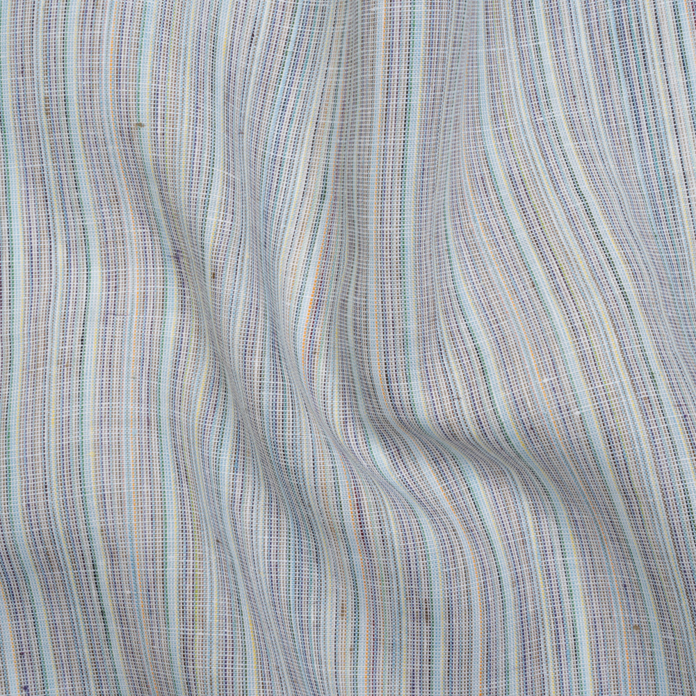 Medium Weight Linen Woven – Pastel Blue and Multicolor Stripes Medium Weight Linen Woven – Pastel Blue and Multicolor Stripes