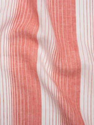 Medium Weight Linen Woven – Coral Pink and White Gradient Stripes Medium Weight Linen Woven – Coral Pink and White Gradient Stripes