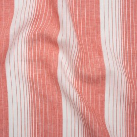 Medium Weight Linen Woven – Coral Pink and White Gradient Stripes Medium Weight Linen Woven – Coral Pink and White Gradient Stripes