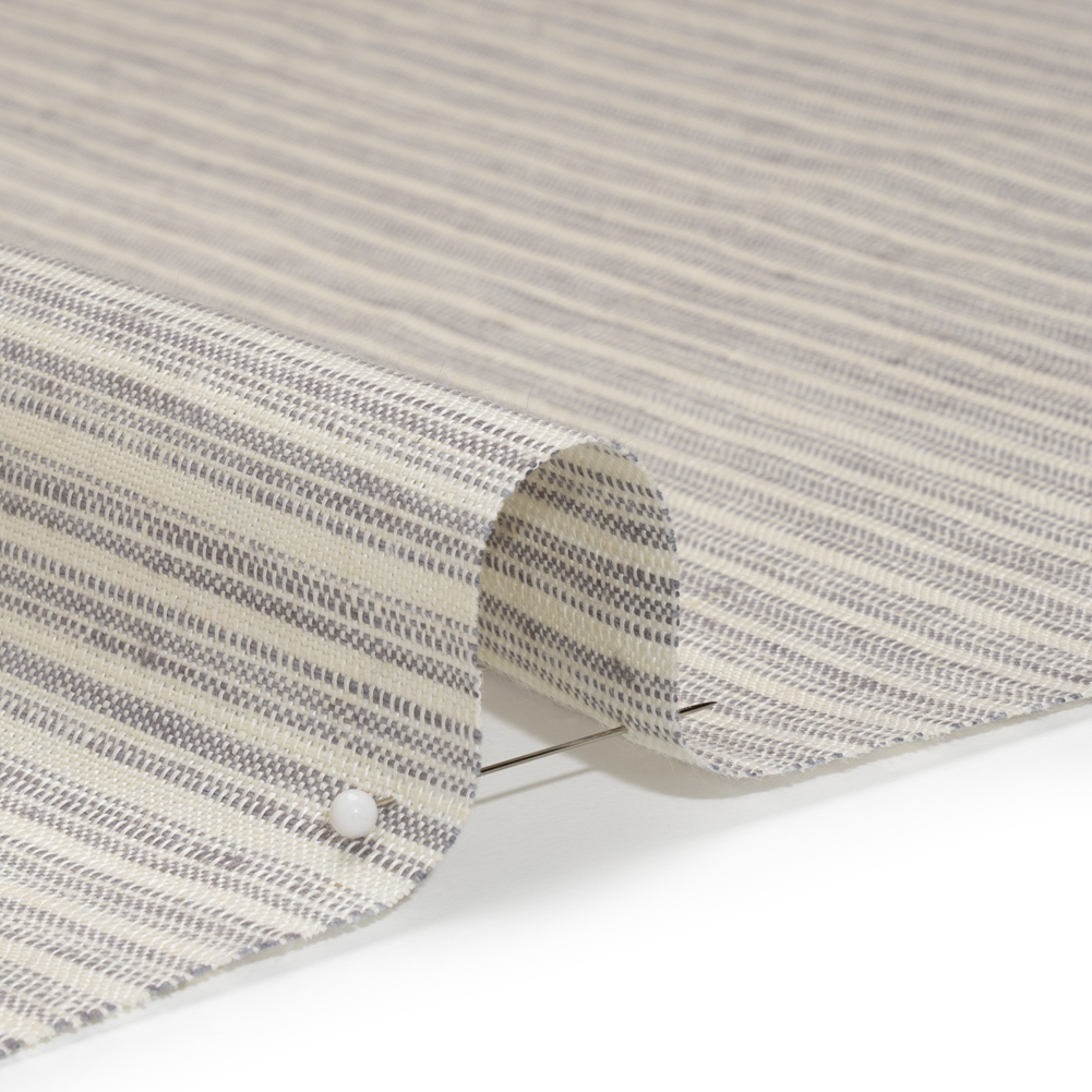 Heavyweight Linen Woven - Cool Gray and White Stripes