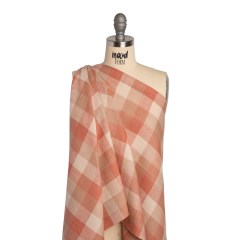 Medium Weight Linen Woven – Coral Pink, Beige and Cream Checkers Medium Weight Linen Woven – Coral Pink, Beige and Cream Checkers
