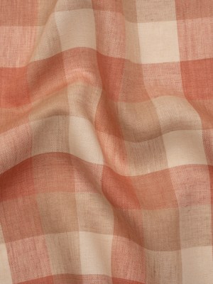 Medium Weight Linen Woven – Coral Pink, Beige and Cream Checkers Medium Weight Linen Woven – Coral Pink, Beige and Cream Checkers