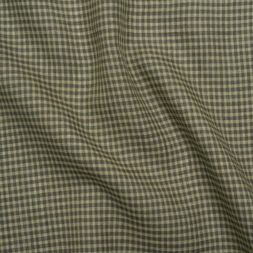 Medium Weight Linen Woven – Forest and Pale Green Gingham Checks Medium Weight Linen Woven – Forest and Pale Green Gingham Checks