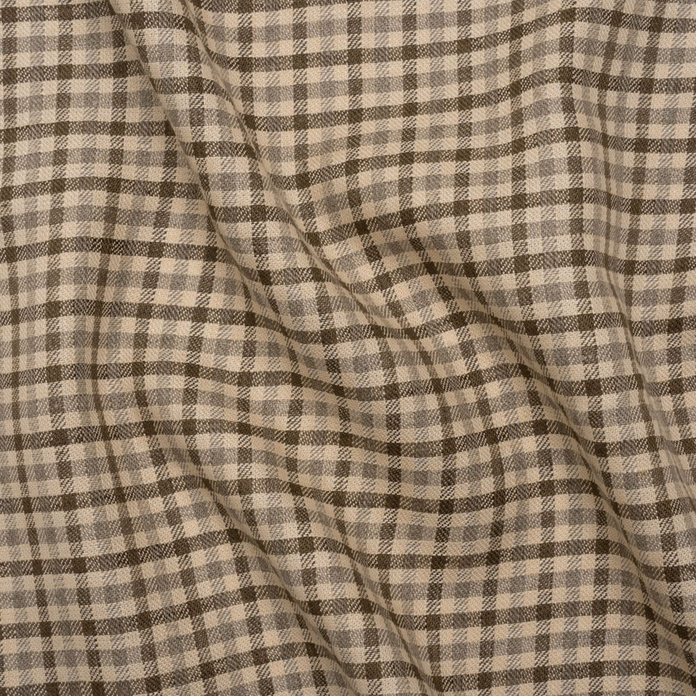 Heavy Linen Twill – Brown, Beige and Gray Tattersall Check Heavy Linen Twill – Brown, Beige and Gray Tattersall Check