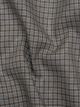 Medium Weight Linen Woven – Sky Blue, Cream and Brown Plaid Medium Weight Linen Woven – Sky Blue, Cream and Brown Plaid
