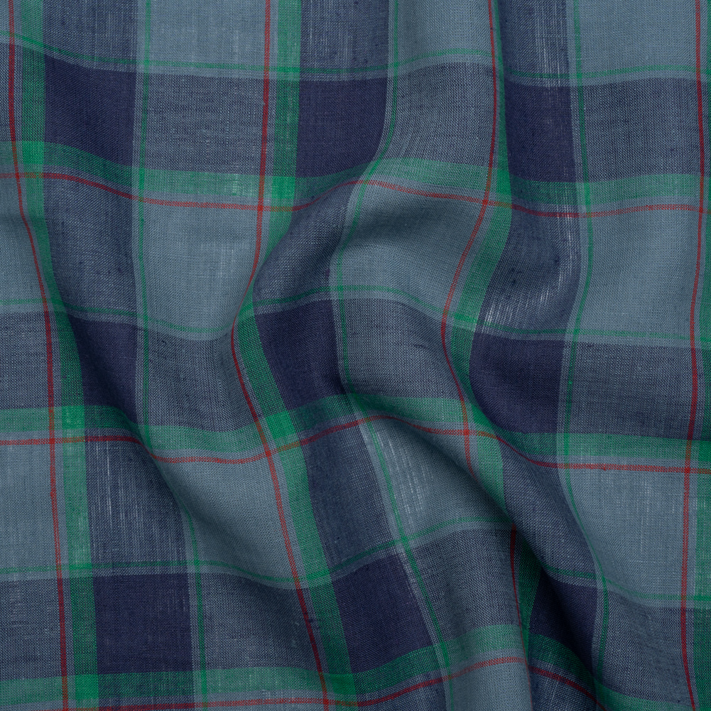 Medium Weight Linen Woven – Blue, Green and Red Plaid Medium Weight Linen Woven – Blue, Green and Red Plaid