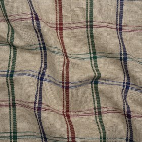 Heavyweight Linen Twill – Red, Blue, Green and Beige Windowpane Plaid Heavyweight Linen Twill – Red, Blue, Green and Beige Windowpane Plaid