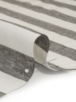 Medium Weight Linen Woven – Smoke Gray and Cream Awning Stripes Medium Weight Linen Woven – Smoke Gray and Cream Awning Stripes