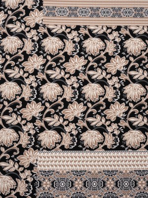 Stretch Polyester Tricot Panel – Beige, Black and White Floral and Geometric – Designer Deadstock Stretch Polyester Tricot Panel – Beige, Black and White Floral and Geometric – Designer Deadstock