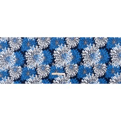 Stretch Polyester Tricot with Puff Print Outlines – Navy, Bright Blue and Gray Floral – Designer Deadstock Stretch Polyester Tricot with Puff Print Outlines – Navy, Bright Blue and Gray Floral – Designer Deadstock