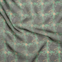 Polyester and Viscose Organza – Green and Teal Tropical Leaf Bunches Polyester and Viscose Organza – Green and Teal Tropical Leaf Bunches