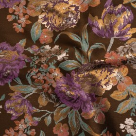 Metallic Luxury Brocade – Brown, Purple and Aqua Classic Flowers Metallic Luxury Brocade – Brown, Purple and Aqua Classic Flowers