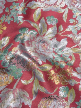 Metallic Luxury Brocade – Pink, Silver and Green Classic Flowers Metallic Luxury Brocade – Pink, Silver and Green Classic Flowers