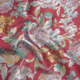 Metallic Luxury Brocade – Pink, Silver and Green Classic Flowers Metallic Luxury Brocade – Pink, Silver and Green Classic Flowers