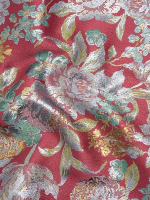 Metallic Luxury Brocade – Pink, Silver and Green Classic Flowers Metallic Luxury Brocade – Pink, Silver and Green Classic Flowers