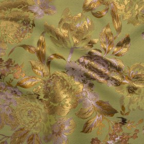 Metallic Luxury Brocade – Wasabi Green, Gold and Pale Pink Classic Flowers Metallic Luxury Brocade – Wasabi Green, Gold and Pale Pink Classic Flowers
