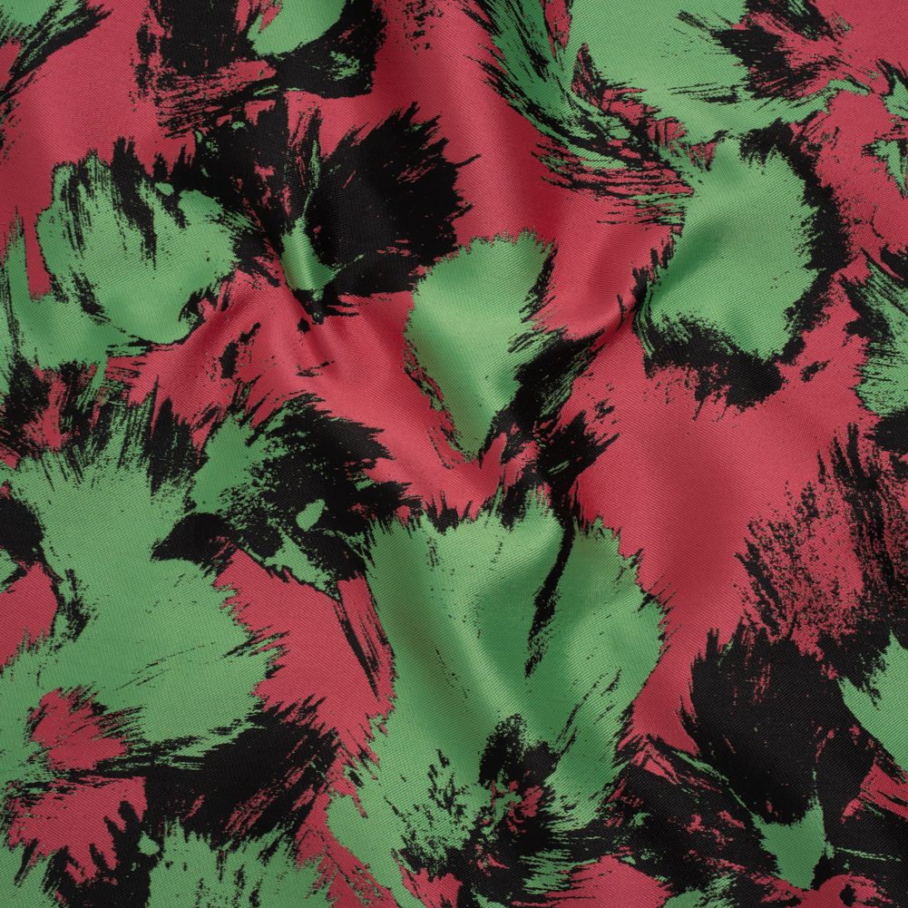 Luxury Polyester Brocade – Black, Hot Pink and Summer Green Abstract Brushstrokes Luxury Polyester Brocade – Black, Hot Pink and Summer Green Abstract Brushstrokes