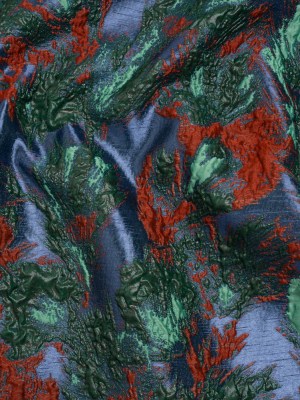 Metallic Luxury Brocade – Red, Green and Dark Blue Abstract Flora Metallic Luxury Brocade – Red, Green and Dark Blue Abstract Flora