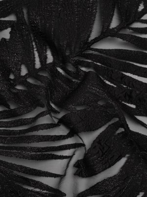 Metallic Luxury Burnout Brocade – Black Fern Leaves Metallic Luxury Burnout Brocade – Black Fern Leaves