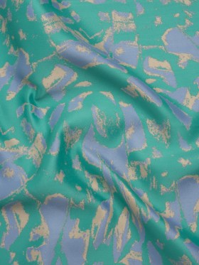 Luxury Polyester Brocade – Sparkling Country Blue, Teal, and Yellow Beige Abstract Markmaking Luxury Polyester Brocade – Sparkling Country Blue, Teal, and Yellow Beige Abstract Markmaking