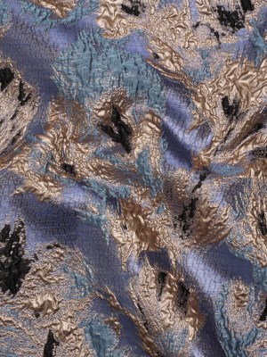 Metallic Luxury Brocade – Sky Blue, Gold and Navy Abstract Flora Metallic Luxury Brocade – Sky Blue, Gold and Navy Abstract Flora