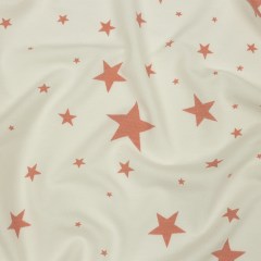 Cloud Dancer and Coral Almond Stars Stretch Polyester and Rayon French Terry Cloud Dancer and Coral Almond Stars Stretch Polyester and Rayon French Terry