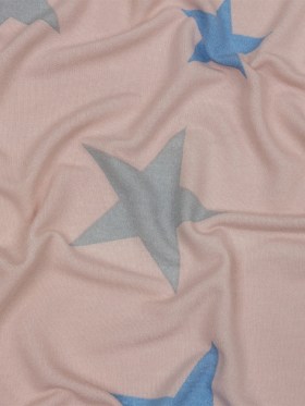 Pink and Rainbow Stars Stretch Polyester and Rayon French Terry Pink and Rainbow Stars Stretch Polyester and Rayon French Terry