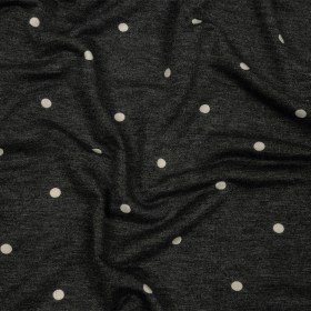 Heathered Bristol Black and White Alyssum Polka Dots Stretch Polyester and Rayon French Terry Heathered Bristol Black and White Alyssum Polka Dots Stretch Polyester and Rayon French Terry