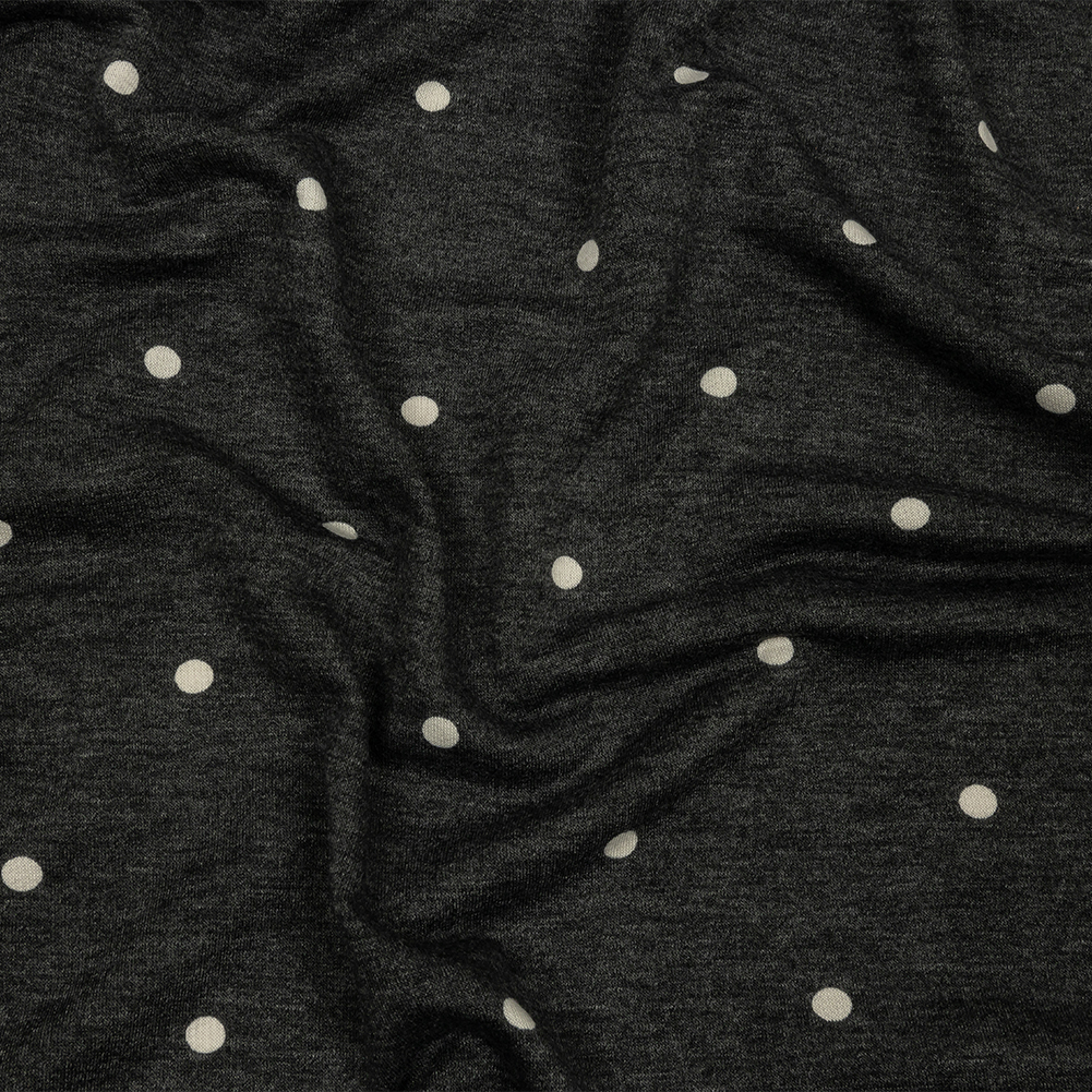 Heathered Bristol Black and White Alyssum Polka Dots Stretch Polyester and Rayon French Terry Heathered Bristol Black and White Alyssum Polka Dots Stretch Polyester and Rayon French Terry