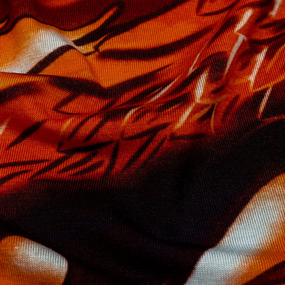 Balenciaga Italian Orange and Black Dragon and Smoke Stretch Cotton Jersey Balenciaga Italian Orange and Black Dragon and Smoke Stretch Cotton Jersey