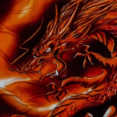 Balenciaga Italian Orange and Black Dragon and Smoke Stretch Cotton Jersey Balenciaga Italian Orange and Black Dragon and Smoke Stretch Cotton Jersey