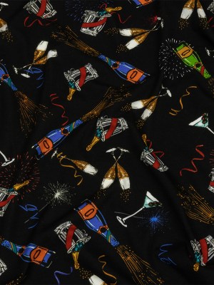 Balenciaga Italian Black, Blue and Gold Celebration Toast Stretch Cotton Jersey Balenciaga Italian Black, Blue and Gold Celebration Toast Stretch Cotton Jersey