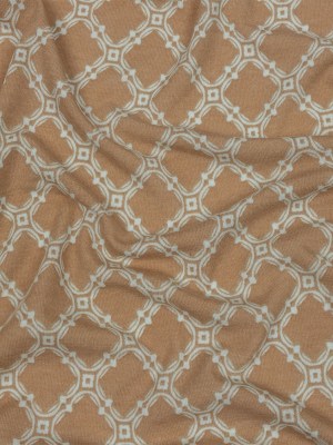 Beige and Pale Mint Decorative Lattice Polyester and Rayon Jersey Beige and Pale Mint Decorative Lattice Polyester and Rayon Jersey