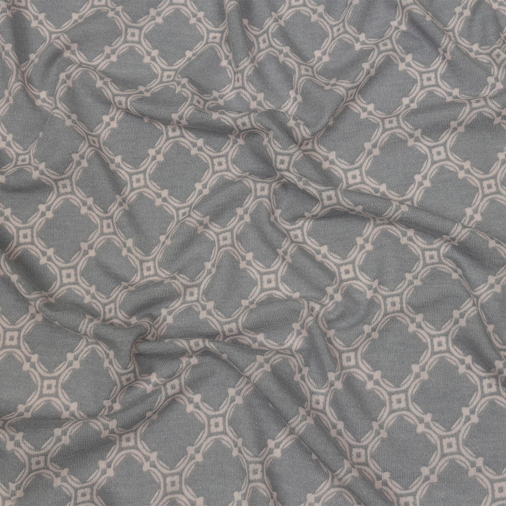 Dusty Purple and Pale Pink Decorative Lattice Polyester and Rayon Jersey Dusty Purple and Pale Pink Decorative Lattice Polyester and Rayon Jersey