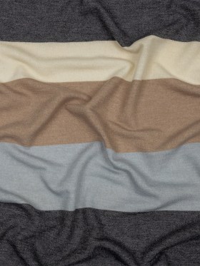 Charcoal, Gray and Beige Stripes Stretch Polyester and Rayon French Terry Charcoal, Gray and Beige Stripes Stretch Polyester and Rayon French Terry