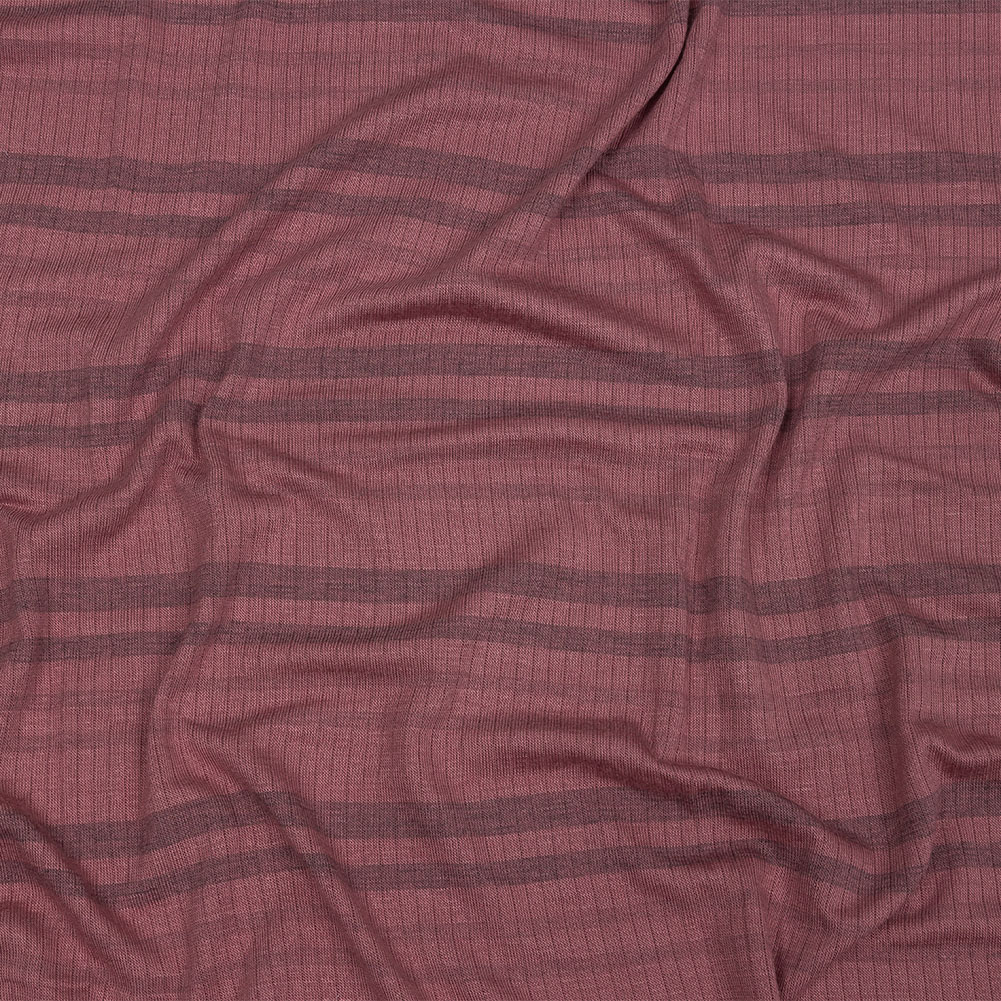 Rose and Charcoal Striped Stretch Rayon Rib Knit Rose and Charcoal Striped Stretch Rayon Rib Knit