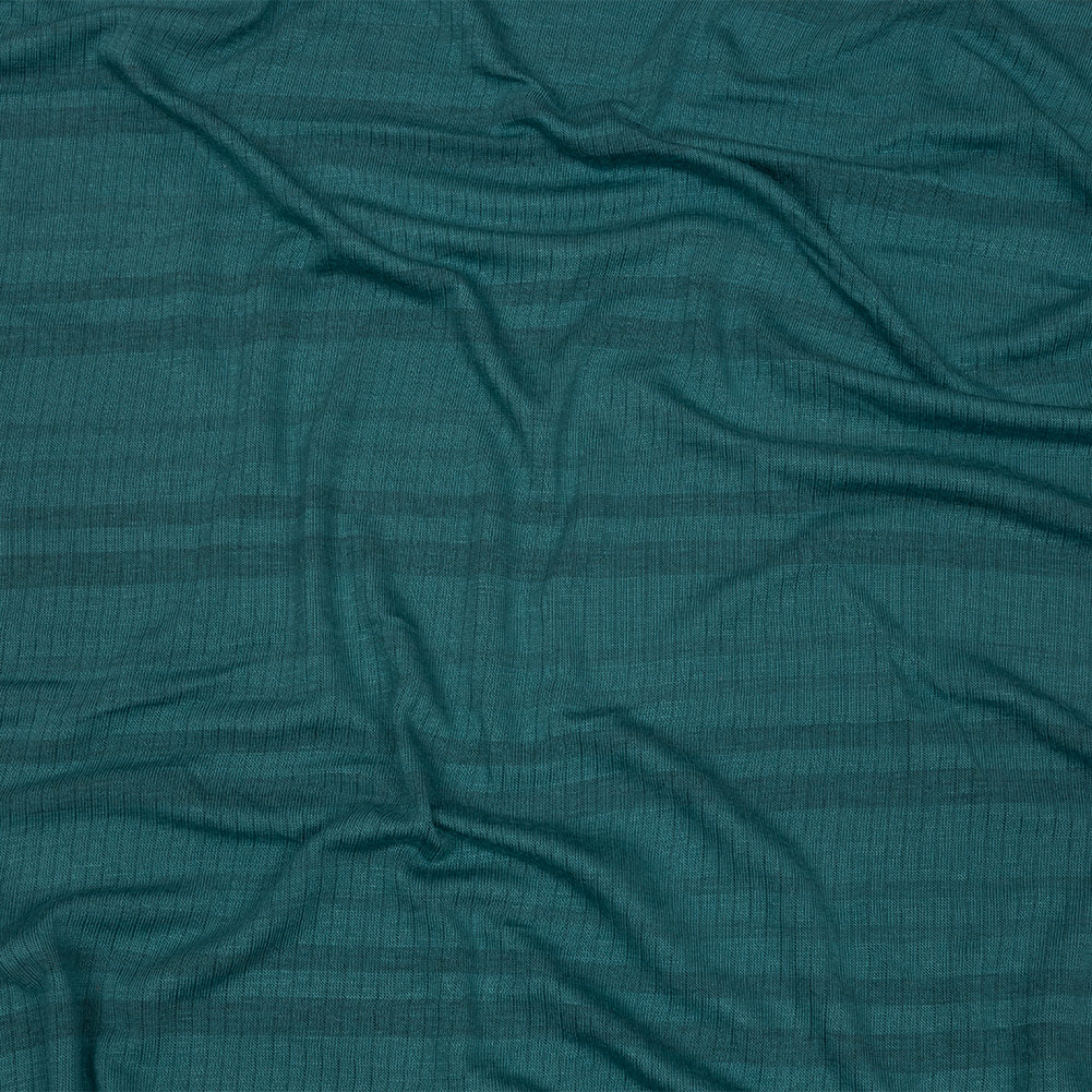 Teal and Charcoal Striped Stretch Rayon Rib Knit Teal and Charcoal Striped Stretch Rayon Rib Knit