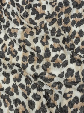 Black, Tan and White Leopard Spots Polyester and Rayon Waffle Knit Black, Tan and White Leopard Spots Polyester and Rayon Waffle Knit