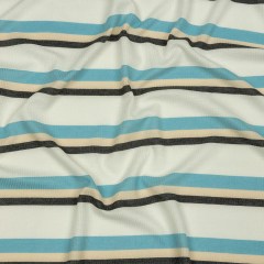 Black, Blue and Cream Striped Polyester and Rayon Waffle Knit Black, Blue and Cream Striped Polyester and Rayon Waffle Knit