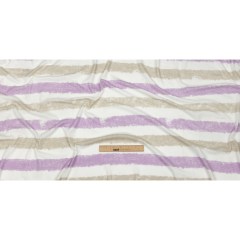 Beige, Lilac and White Painterly Stripes Polyester and Rayon Waffle Knit Beige, Lilac and White Painterly Stripes Polyester and Rayon Waffle Knit